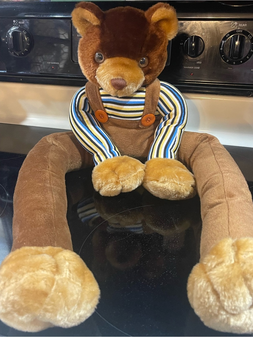 Vintage Rare Striped long legged Teddy Bear Bottom Door  Air Blocker